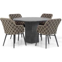 Aanbieding Lifestyle Crossway/Graniet 120 cm rond dining tuinset 5-delig