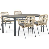 Aanbieding De Laan Catalone/Solare 160 cm dining tuinset 5-delig