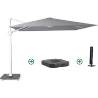 Aanbieding Platinum Challenger zweefparasol 3x3m T2 wit frame (incl. voet + hoes) manhattan