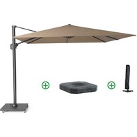 Aanbieding Platinum Challenger zweefparasol 3x3m T1 (incl. voet + hoes) taupe