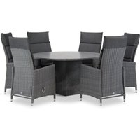 Aanbieding Garden Collections Madera/Graniet rond 140 cm dining tuinset 7-delig