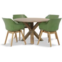 Aanbieding Hartman Sophie teak/Sand City rond 120 cm dining tuinset 5-delig