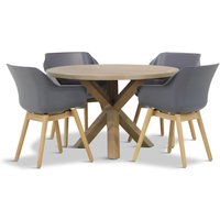 Aanbieding Hartman Sophie teak/Sand City rond 120 cm dining tuinset 5-delig