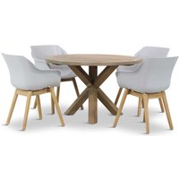 Aanbieding Hartman Sophie teak/Sand City rond 120 cm dining tuinset 5-delig