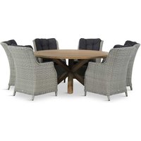Aanbieding Garden Collections Buckingham/Sand City rond 160 cm dining tuinset 7-delig