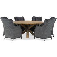 Aanbieding Garden Collections Buckingham/Sand City rond 160 cm dining tuinset 7-delig