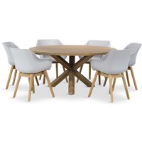 Aanbieding Hartman Sophie teak/Sand City rond 160 cm dining tuinset 7-delig