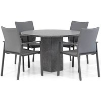 Aanbieding Lifestyle Rome/Graniet 120 cm rond dining tuinset 5-delig