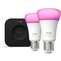 Koop Philips Hue Starter Kit - wit and Color Ambiance - Hue Bridge Pro + E27 - 2 Pack - Zwart - 8721103107619