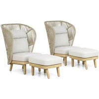 Aanbieding 4 Seasons Outdoor Biarritz/Hampton 140x65 cm stoel-bank loungeset 4-delig