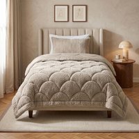 Aanbieding Lazy all-in-one dekbed Teddy fur - taupe - 8720578170043