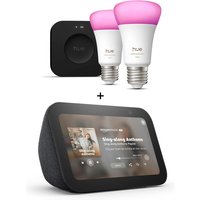 Koop Amazon Echo Show 5 + Philips Hue Starter Kit - White and Color Ambiance - Hue Bridge Pro + E27 - 2 Pack -